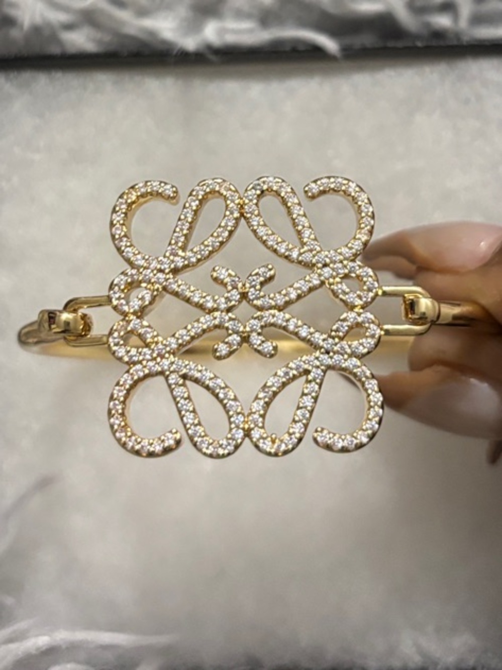 Loewe Inspired Gold & Diamond Statement Bracelet